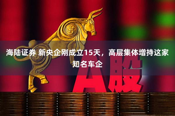 海陆证券 新央企刚成立15天，高层集体增持这家知名车企